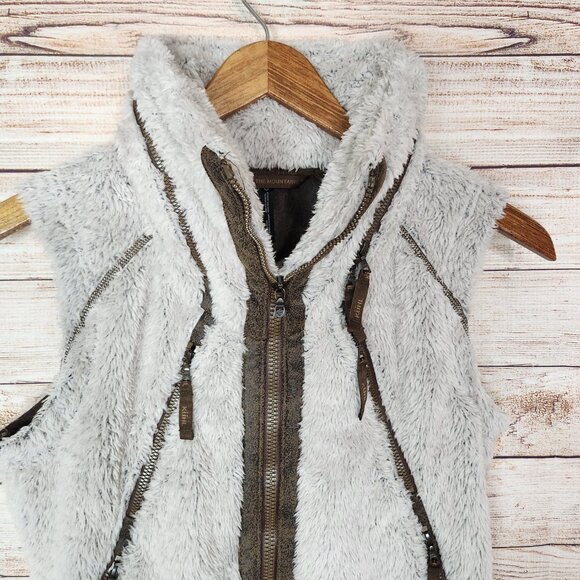 Kuhl Women's Flight Vest Size Small Hooded Soft Cozy Jacket Beige Sherpa Fleece - Picture 2 of 16